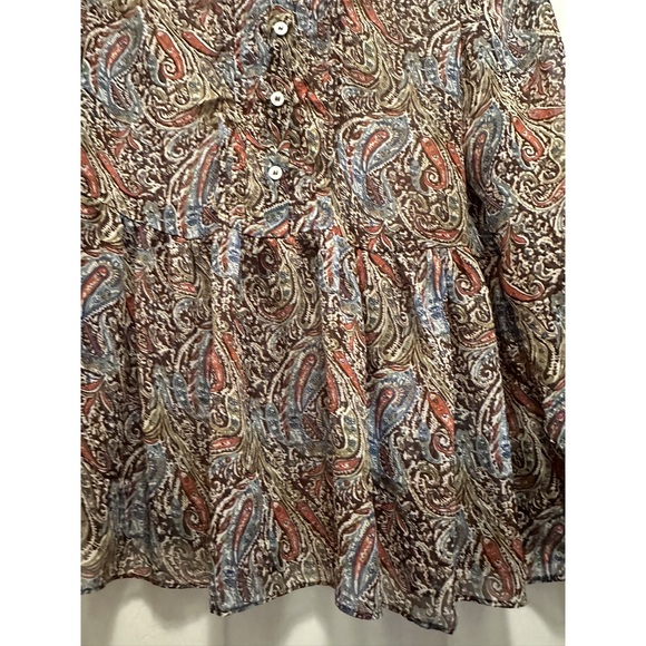 Simply Noelle S/M 8-10 Blouse Flowy bottom, button accents long sleeve Paisley - Picture 11 of 12